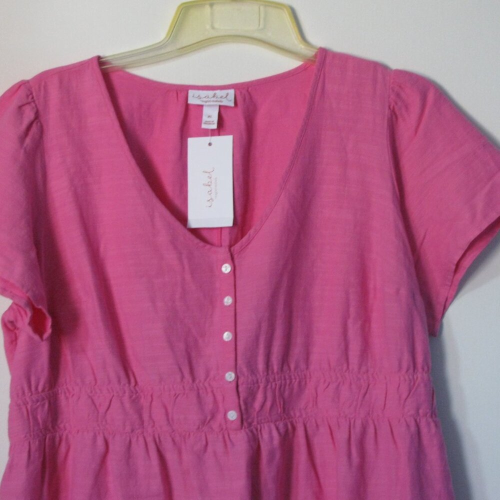 Isabel Pink Dress XL NWT $30 Knee Length Textured Cute - Picture 2 of 4